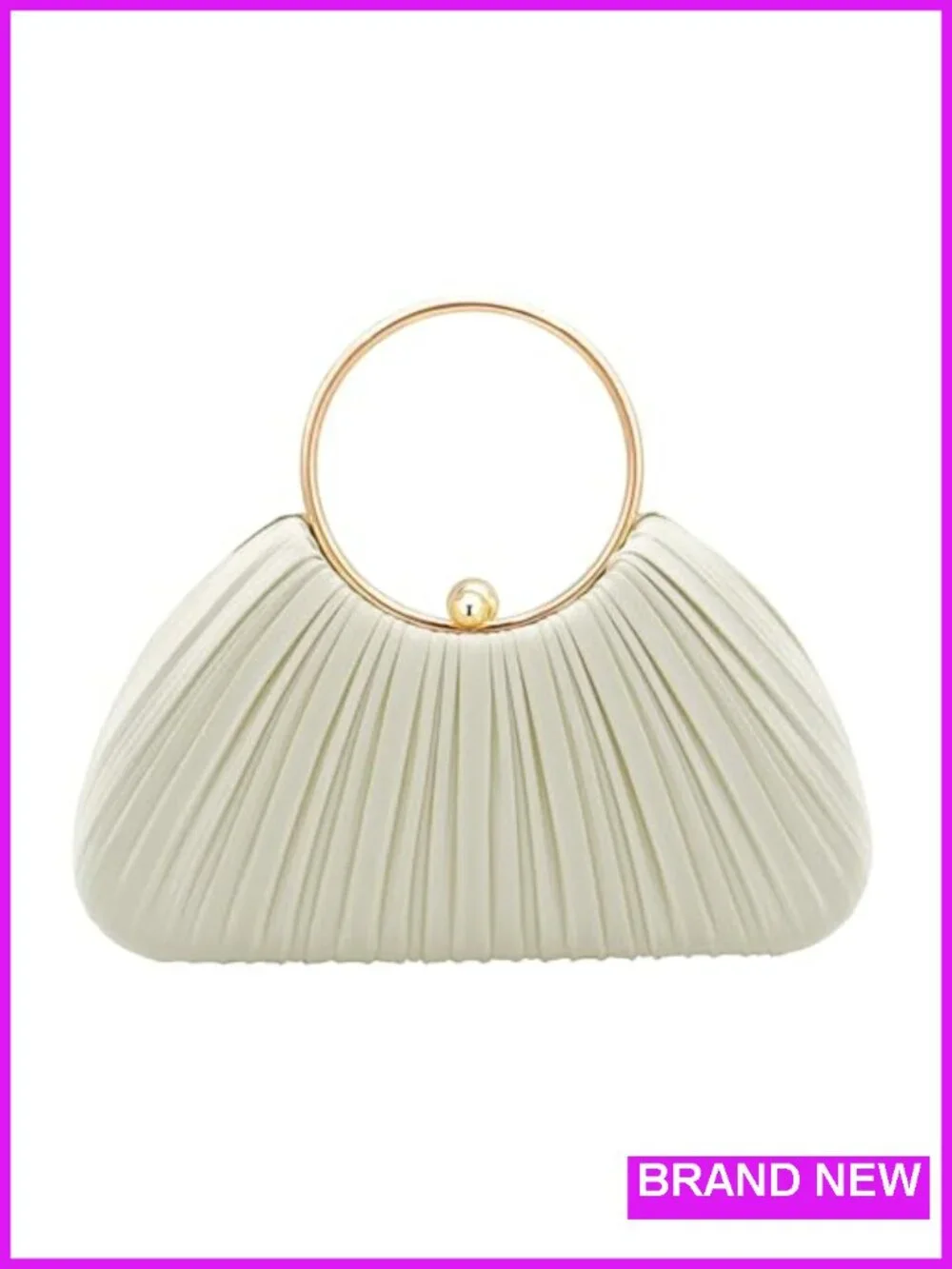 Elegant Women's Evening Clutch Purse with Removable Chain - Silk-Like Pleated